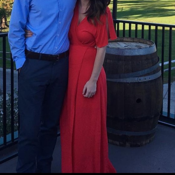 Lulu’s Red Wrap Maxi Dress - Picture 6 of 6